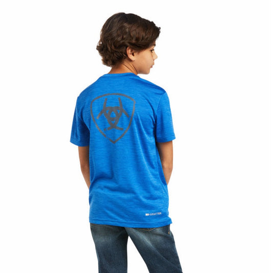 ARIAT BYS CHARGER SS TEE CERULEAN BLUE